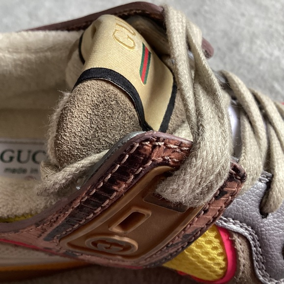 Gucci Ultrapace Sneakers Pink Multi Leather Metallic Reptile Snake Print Sz 36 - Picture 11 of 17